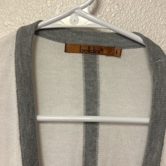 Bellini white and Gary colorblock cardigan size large - Picture 2 of 5